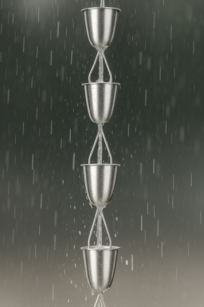 Chaîne de pluie décorative en métal – Seaux suspendus